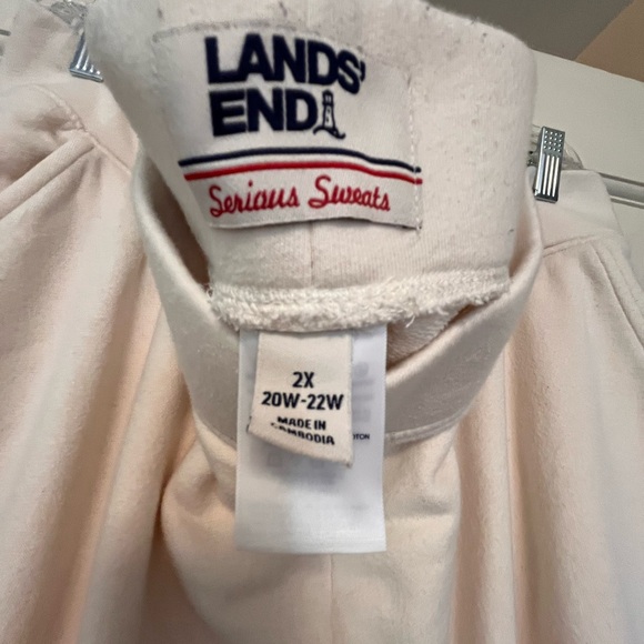 Lands' End Cream Serious Sweats Pants - Picture 2 of 3